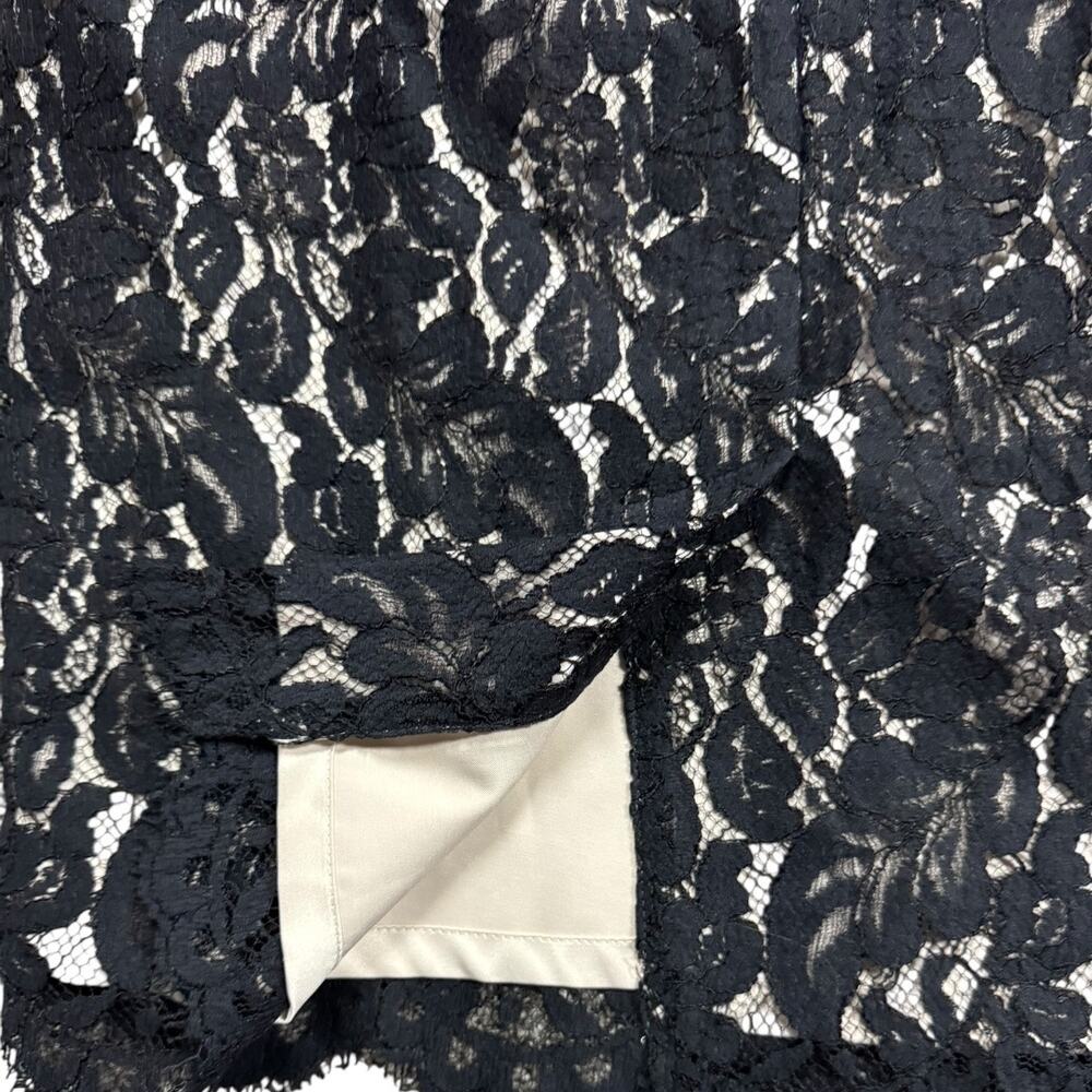 White House Black Market Lace Pencil Skirt Nude Lining Scalloped Hem Size 2 - Picture 6 of 9